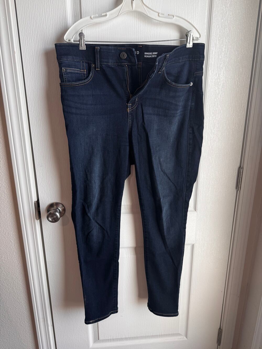 Jean Skinny 14R Sz L Torrid Dark Blue Bombshell remium Stretch High Rise EUC